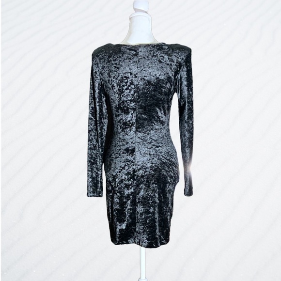 Black Crushed Velour Dress Size Small - Picture 2 of 3